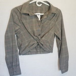 Charlotte Russe Plaid Buttoned Crop Top